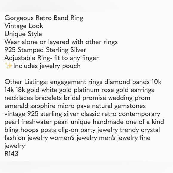 #42 New 925 Sterling Silver Retro  Ring - Picture 9 of 11